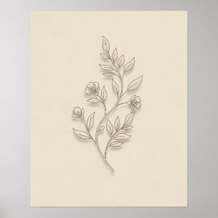 Zachte Bloemen Minimalistische Bloemenschildering Poster