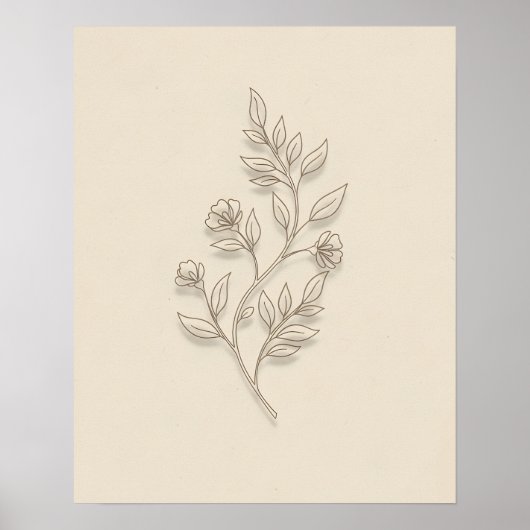 Zachte Bloemen Minimalistische Bloemenschildering Poster (Voorkant)