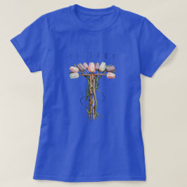 Zachte bloemen & pastel chique tulp monogram 'M' T-shirt