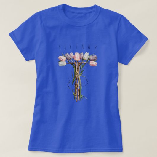 Zachte bloemen & pastel chique tulp monogram 'M' T-shirt (Design voorkant)