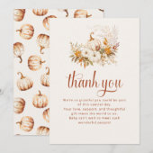 Zachte Bloemen Pompoen Baby shower Dank u kaart (Voorkant / Achterkant)