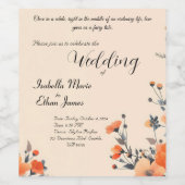 Zachte bloemen romantische bruiloft uitnodiging on wijn etiket (Enkel label)