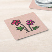 Zachte bloemen Roze Kartonnen Onderzetters (Schuin)