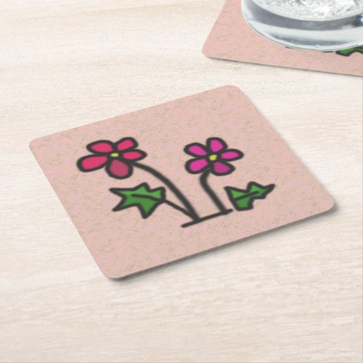 Zachte bloemen Roze Kartonnen Onderzetters (Schuin)