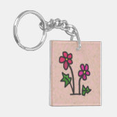 Zachte bloemen Roze Sleutelhanger (Voorkant Links)