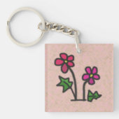 Zachte bloemen Roze Sleutelhanger (Voorkant)
