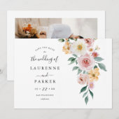 Zachte Bloemen Save the Date Foto Kaart Uitnodigin (Voorkant / Achterkant)