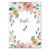 Zachte Bloemen Trouwreceptie Tafelnummer Kaart (Achterkant)