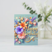 Zachte Bloemen Verjaardag Briefkaart (Staand voorkant)