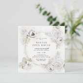 Zachte Bloemen Winter Open Huis Plein Kaart (Staand voorkant)