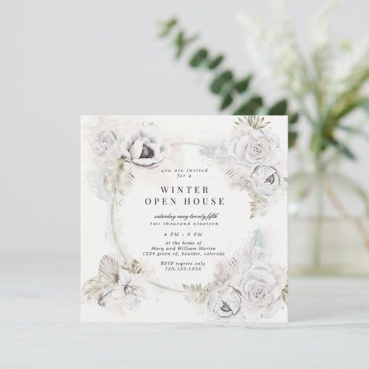 Zachte Bloemen Winter Open Huis Plein Kaart (Staand voorkant)