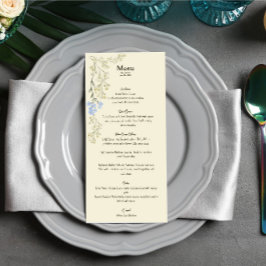 Zachte bloemenbruiloft Menu Kaart