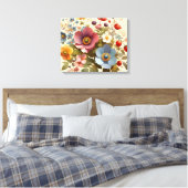 Zachte bloemenelegantie canvas afdruk (Insitu (Slaapkamer))