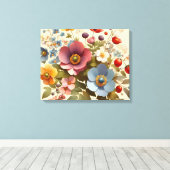 Zachte bloemenelegantie canvas afdruk (Insitu (Houten vloer))