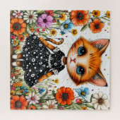 🐱🌸 Zachte bloemenkleed kat-puzzelcadeau ✨ Legpuzzel (Horizontaal)