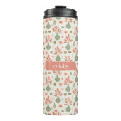 Zachte bloemenvaas patroon - Blush roze accent Thermosbeker (Voorkant)