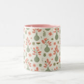 Zachte bloemenvaas patroon - Blush roze accent Tweekleurige Koffiemok (Center)