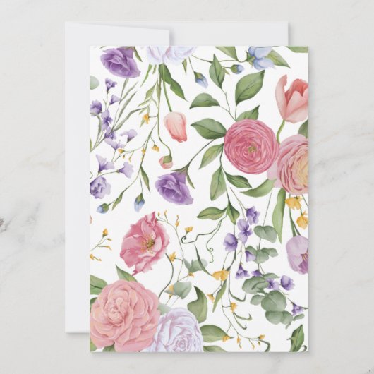 Zachte bloemenverjaardag kaart (Achterkant)