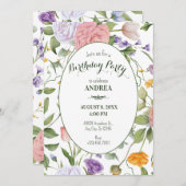 Zachte bloemenverjaardag kaart (Voorkant / Achterkant)