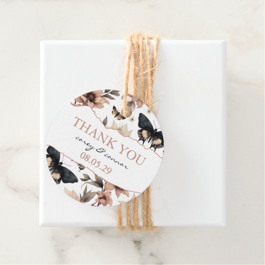 Zachte bloemenvlinders bedankjes labels (In situ)