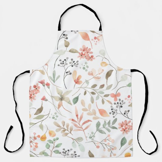 Zachte bloemige all-over print schort (Voorkant)