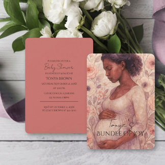 Zachte Bloemige Aquarel Zwarte Baby Borrel Kaart