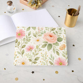 Zachte Bloemige Aquarelpatroon Gastenboek