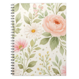 Zachte Bloemige Aquarelpatroon Notitieboek