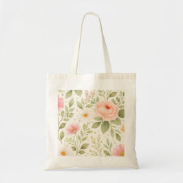 Zachte Bloemige Aquarelpatroon Tote Bag