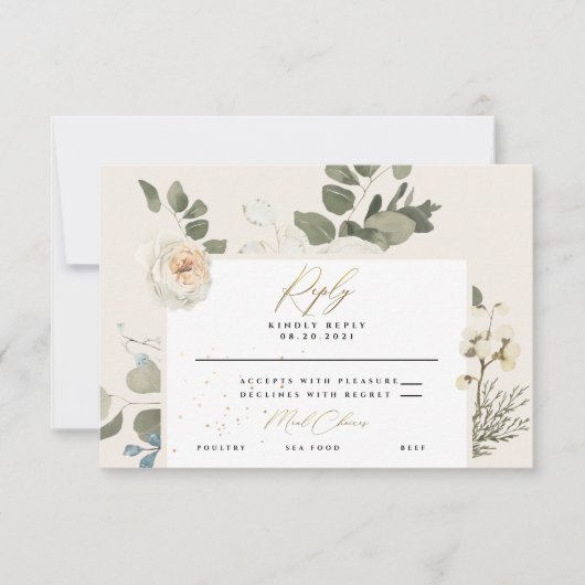 Zachte Bloemige Botanische Bruiloft RSVP Kaartje (Voorkant)