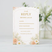 Zachte Bloemige Elegante Respons RSVP Kaartje (Staand voorkant)