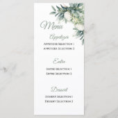 Zachte Bloemige Groene Goud Accent Trouw  Menu (Achterkant)