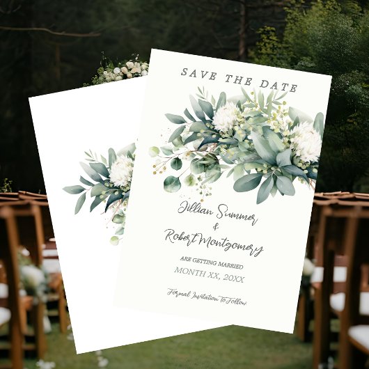 Zachte Bloemige Groene Goud Accent Trouw Save The Date