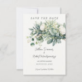 Zachte Bloemige Groene Goud Accent Trouw Save The Date (Voorkant)