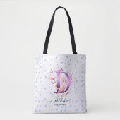 Zachte Bloemige Initiële D Boodschappentas & Paste Tote Bag (Voorkant)