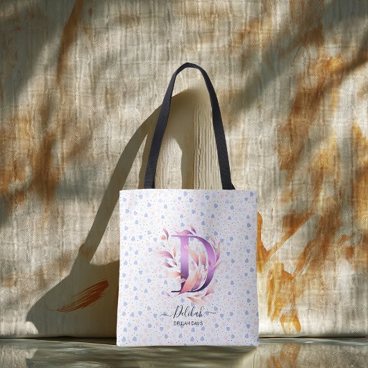 Zachte Bloemige Initiële D Boodschappentas & Paste Tote Bag
