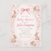 Zachte bloemige konijn babyshower uitnodiging (Voorkant)