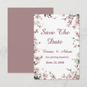 Zachte bloemige pastel Kersenbloesem Save The Date (Voorkant / Achterkant)