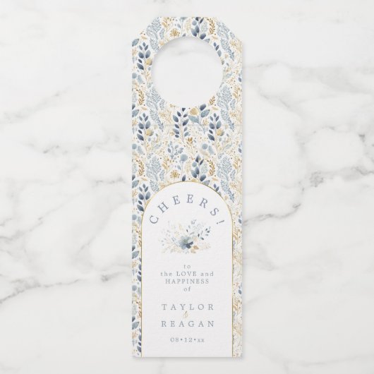Zachte Bloemige Trouwpatroon Cheers ID1045 Flessenhanger (Voorkant)