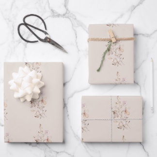 Zachte Bloemige Watercolor Ontwerp – Elegant Licht Inpakpapier Vel