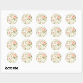 Zachte Bloemige Waterverf Patronen   Ronde Sticker (Vel)