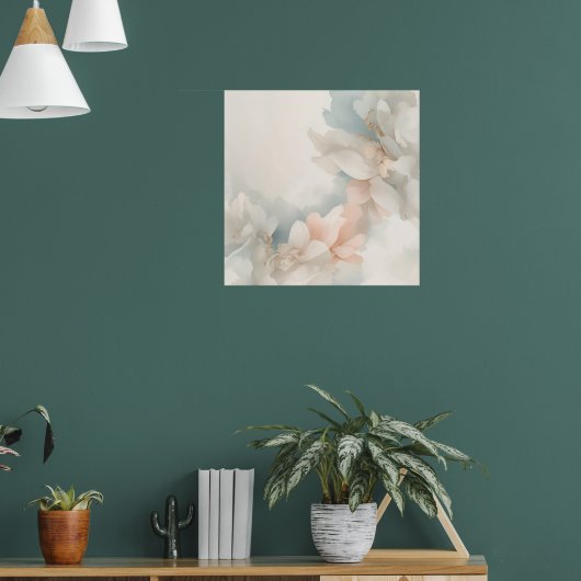 Zachte bloemige waterverfposter | Blush botanische Poster (Woonkamer 1)