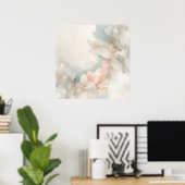 Zachte bloemige waterverfposter | Blush botanische Poster (Thuiskantoor)