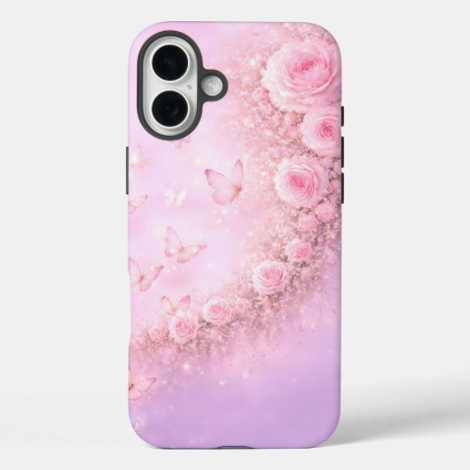 Zachte bloempatroon – zachte roze rozen met zachte Case-Mate iPhone case (Achterkant)
