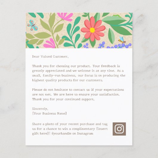 Zachte Bloemrijke Natuur Dank U Voor Uw Aankoop (Achterkant)