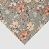 Zachte Bloemrijke Vines Patroon op Bleke Groene Ac Tissuepapier (Detail)