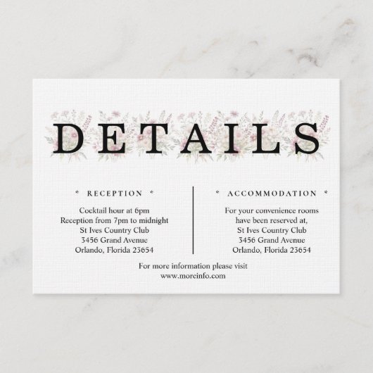 Zachte Bloesems Lente Bloemige Details Bijlagekaar Informatiekaartje (Voorkant)