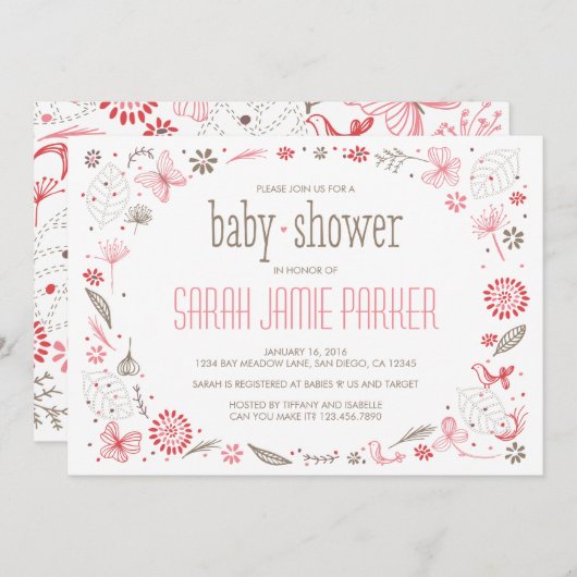 Zachte Blooming Roze Natuur Bouquet Kaart (Voorkant / Achterkant)