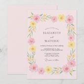 Zachte Blos Gele Wilde Bloemen Bruiloft Kaart (Voorkant / Achterkant)