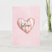 Zachte Blos Roze Gestreepte Hart Liefde Kaart (Voorkant)